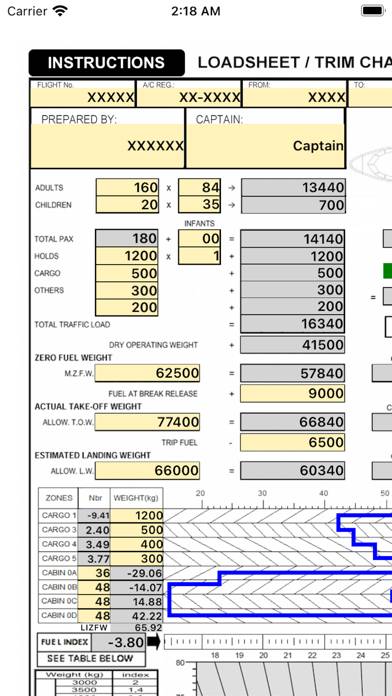 A320 LOADSHEET T&B 180 4z PAX App screenshot #2