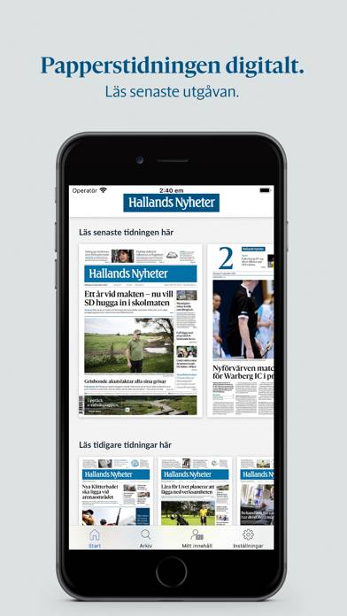 Hallands Nyheter e-tidning skärmdump