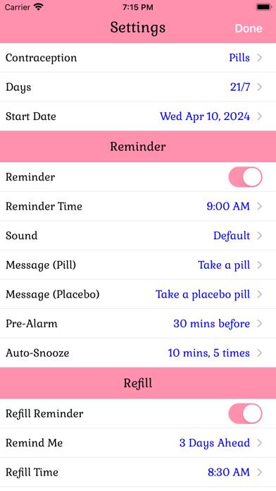 Birth Control Pill Reminder App skärmdump #2