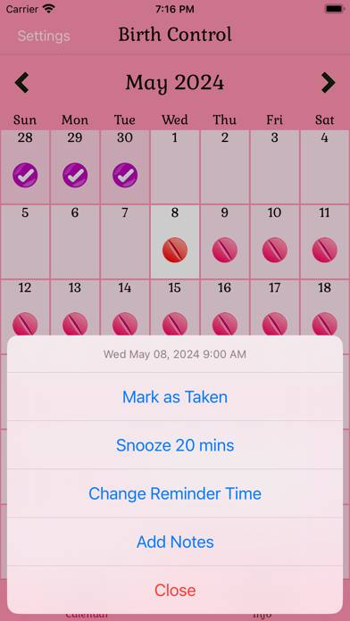 Birth Control Pill Reminder App screenshot #4