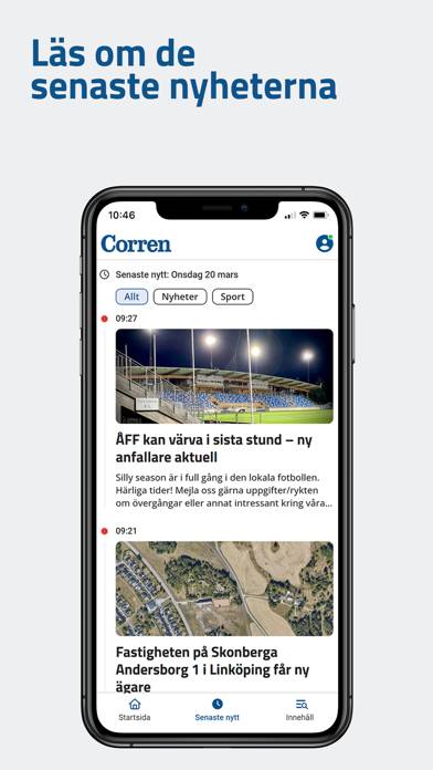 Corren App skärmdump