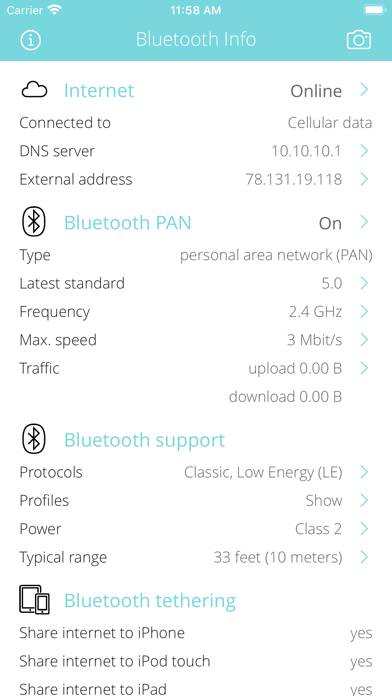 Bluetooth Info capture d'écran