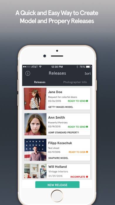 Releases - Model and Property Release App by Snapwire screenshot