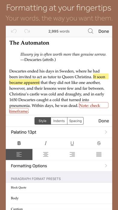 Scrivener App skärmdump #1