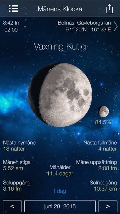 månfas kalender - fullständig skärmdump