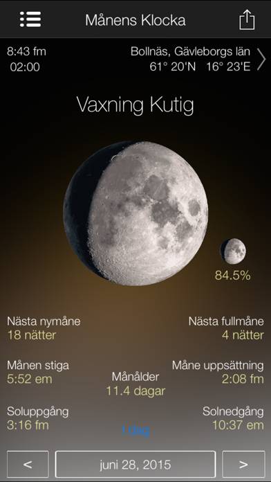 Månfas kalender App skärmdump