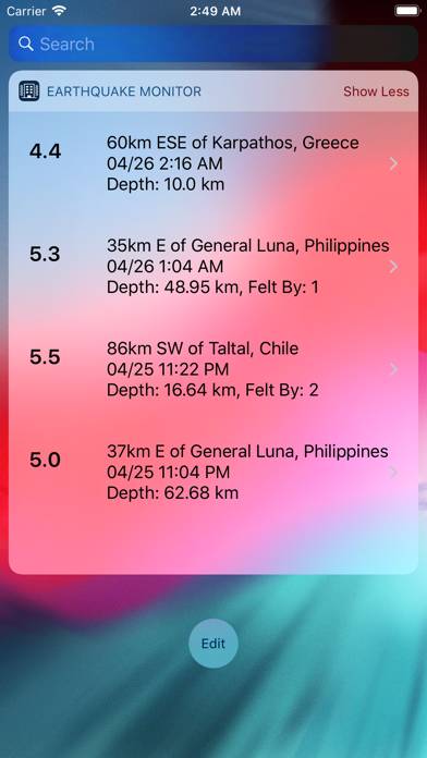 Earthquake Monitor App screenshot