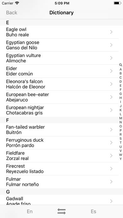 European Birds Names Captura de pantalla de la aplicación #2