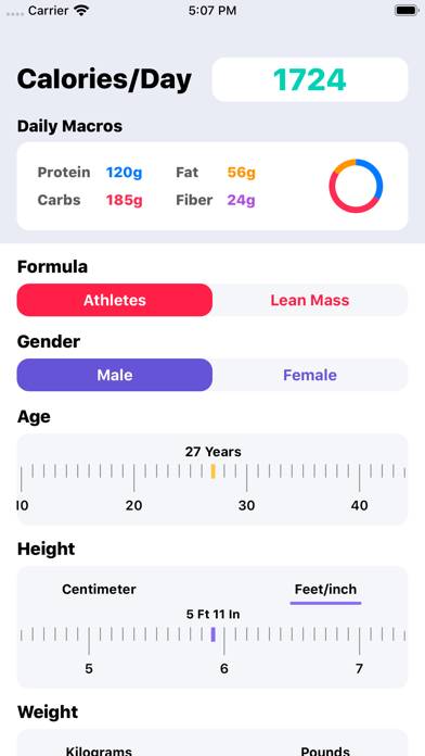 IIFYM Macro/Calorie Calculator immagine dello schermo