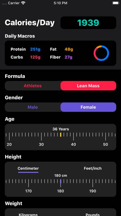 IIFYM Macro/Calorie Calculator Schermata dell'app