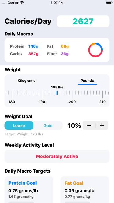 IIFYM Macro/Calorie Calculator Schermata dell'app