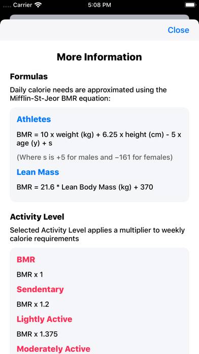 IIFYM Macro/Calorie Calculator Schermata dell'app