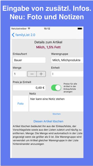 FamilyList Einkaufsliste to go App-Screenshot #2