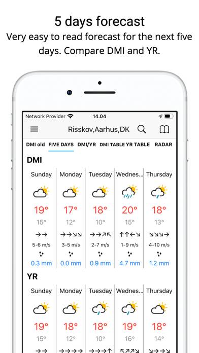 Weather from DMI and YR App skärmdump