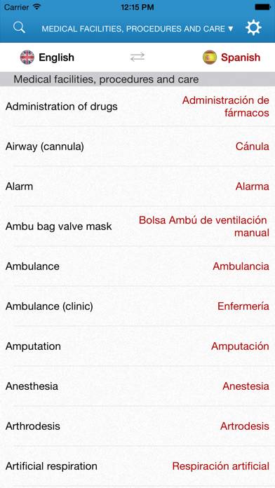 English-Spanish Medical Dictionary for Travelers Captura de pantalla de la aplicación #1