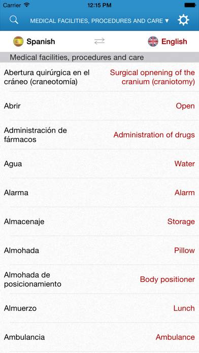 English-Spanish Medical Dictionary for Travelers App screenshot #2