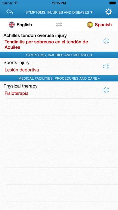 English-Spanish Medical Dictionary for Travelers Captura de pantalla de la aplicación #3