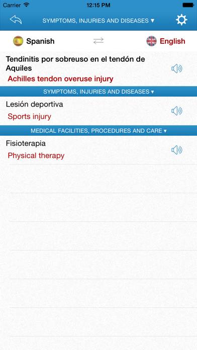 English-Spanish Medical Dictionary for Travelers App screenshot #4