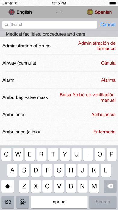 English-Spanish Medical Dictionary for Travelers Captura de pantalla de la aplicación #5