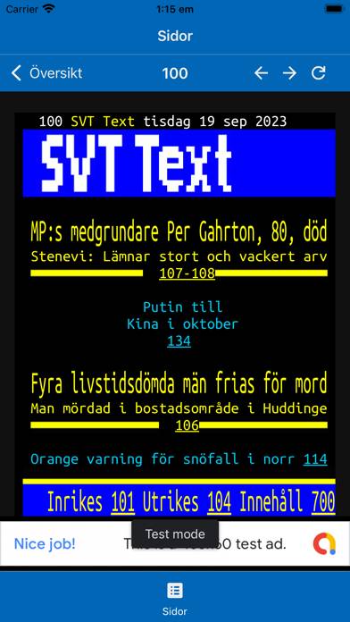 SVT Text TV från TextTV.nu App skärmdump #1